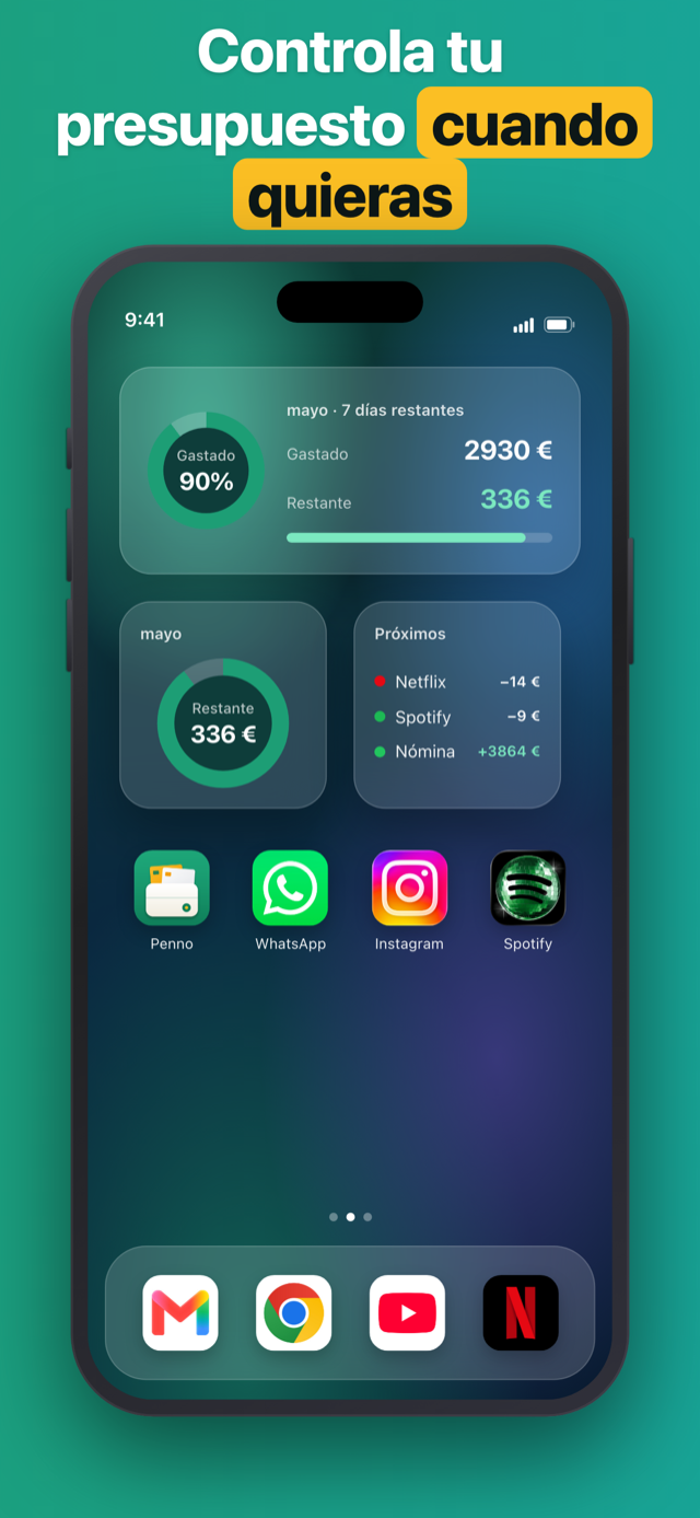 Penno home-screen and lock-screen budget widgets