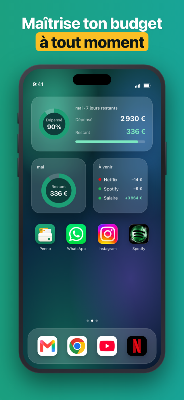 Penno home-screen and lock-screen budget widgets