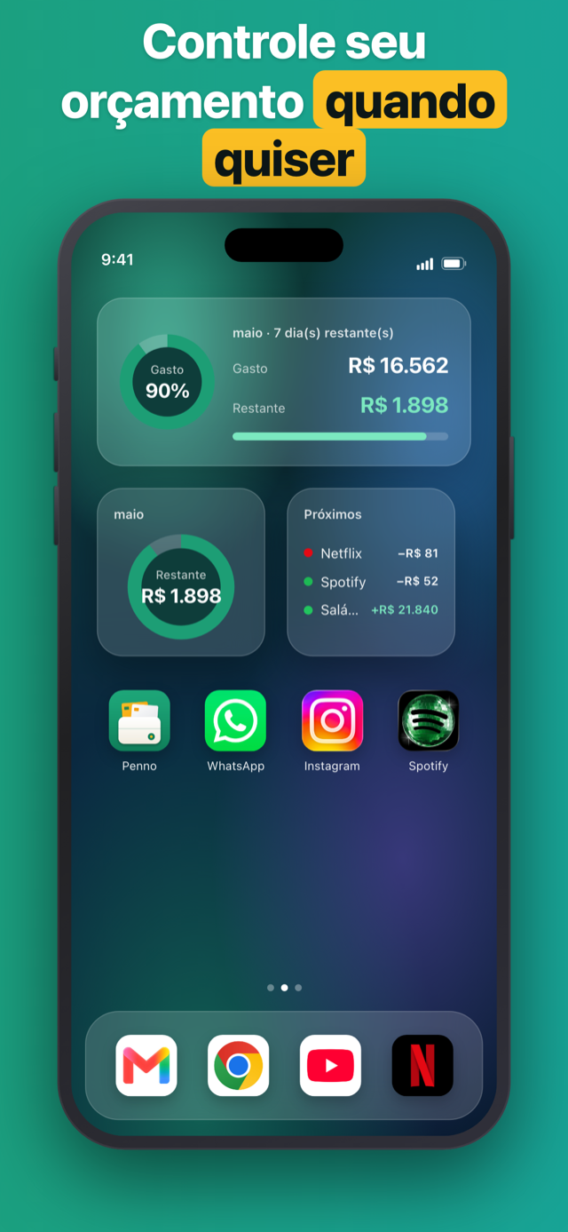 Penno home-screen and lock-screen budget widgets